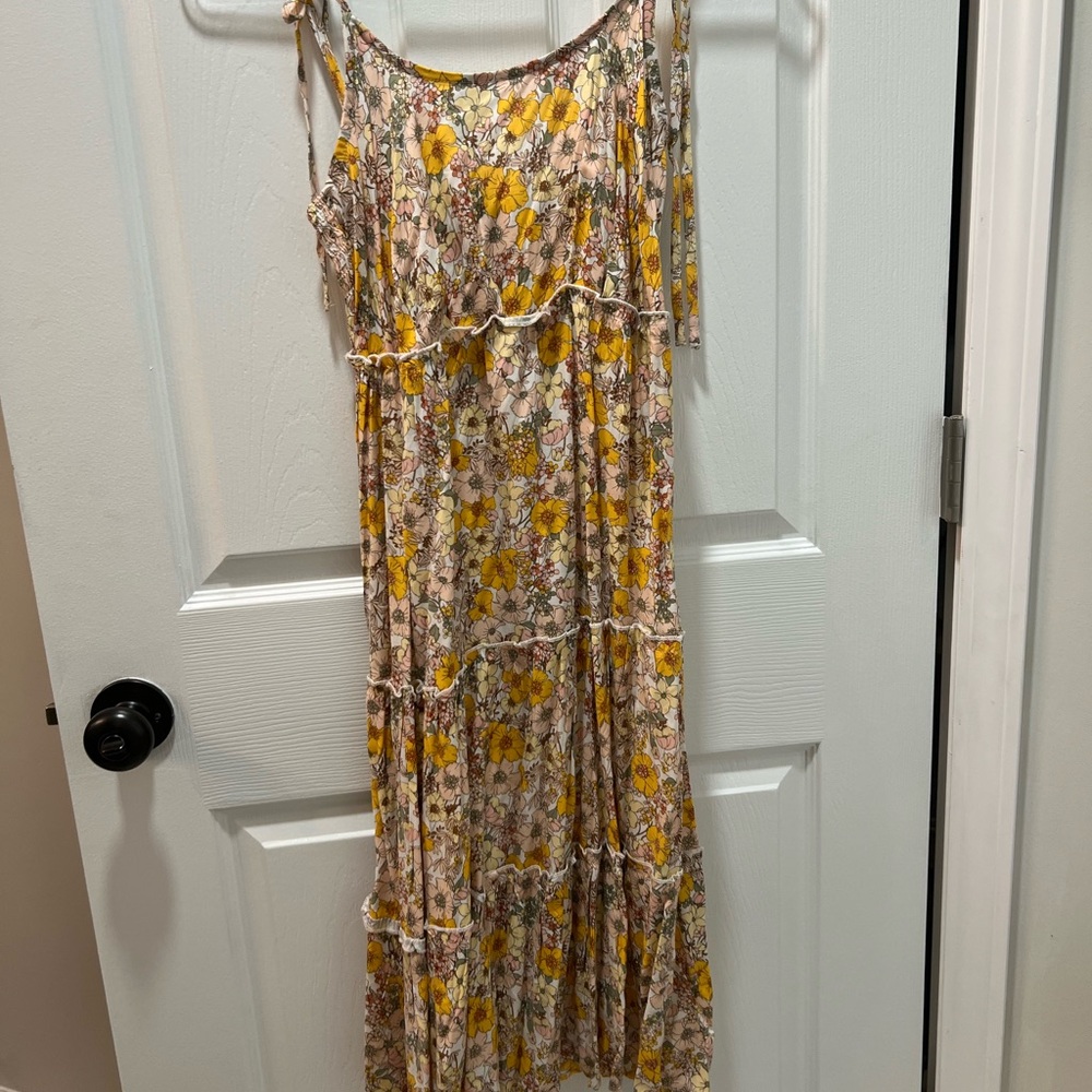 Floral Yellow and Cream Women's Sun Dress